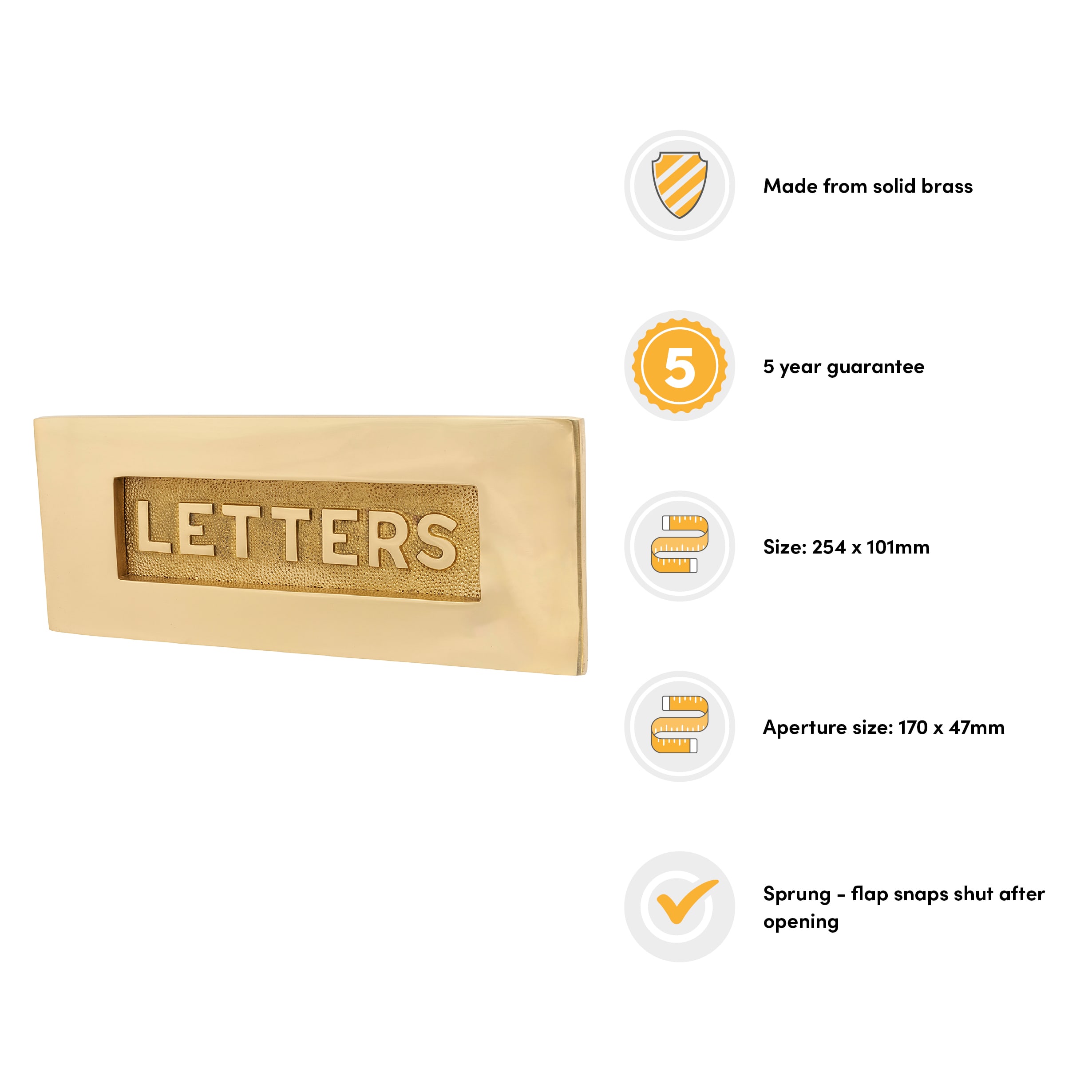 Embossed Letter Plate - 254 x 101mm - Polished Brass - view 3
