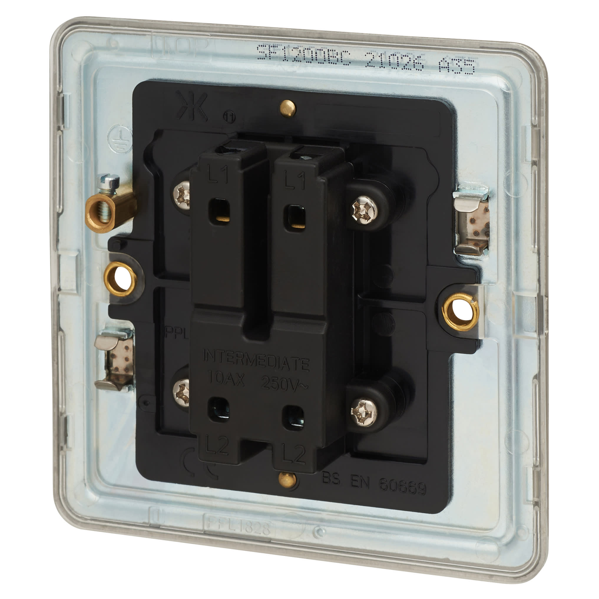 10AX 1 Gang Intermediate Screwless Flat Plate Light Switch - Brushed Chrome - view 3