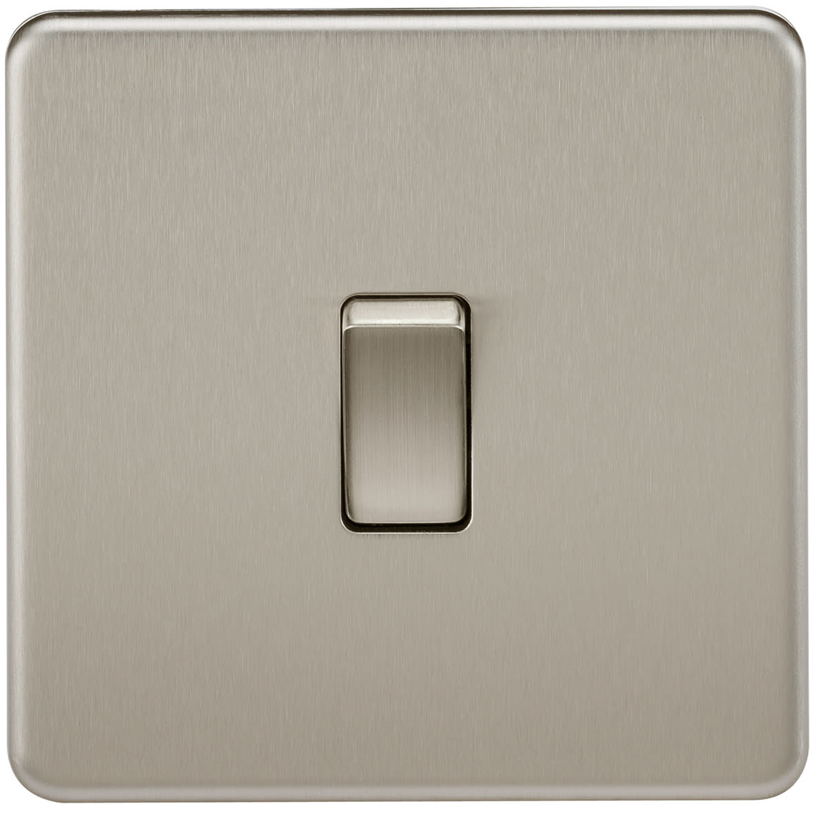 10AX 1 Gang Intermediate Screwless Flat Plate Light Switch - Brushed Chrome - view 4