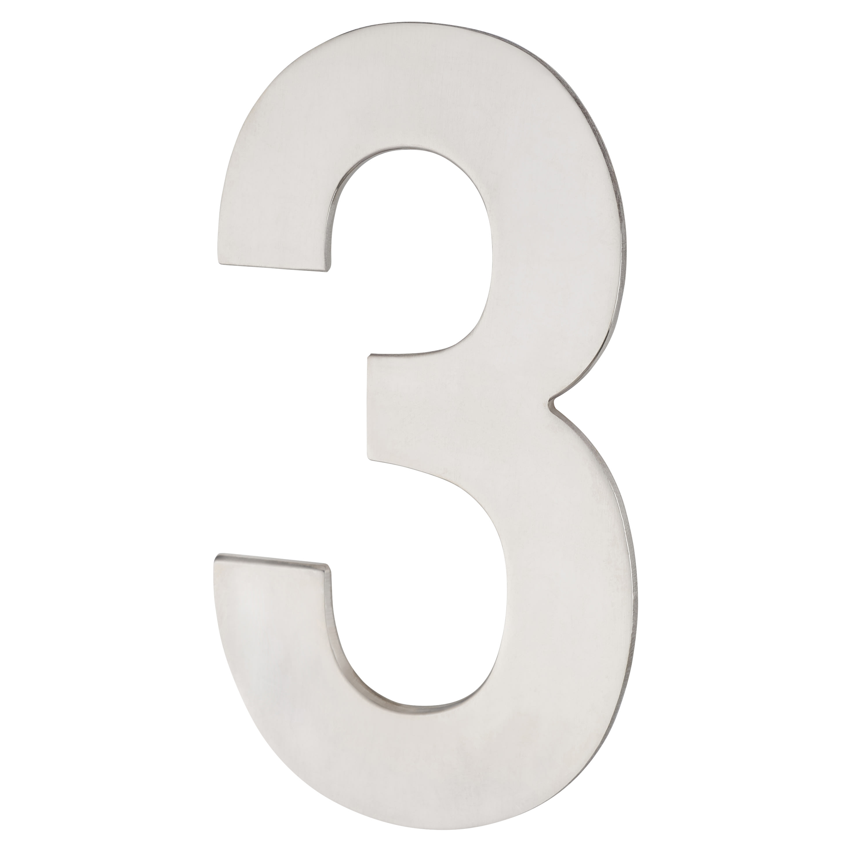 100mm Concealed Screw Fix Door Numeral - 3 - Polished Stainless Steel - view 2