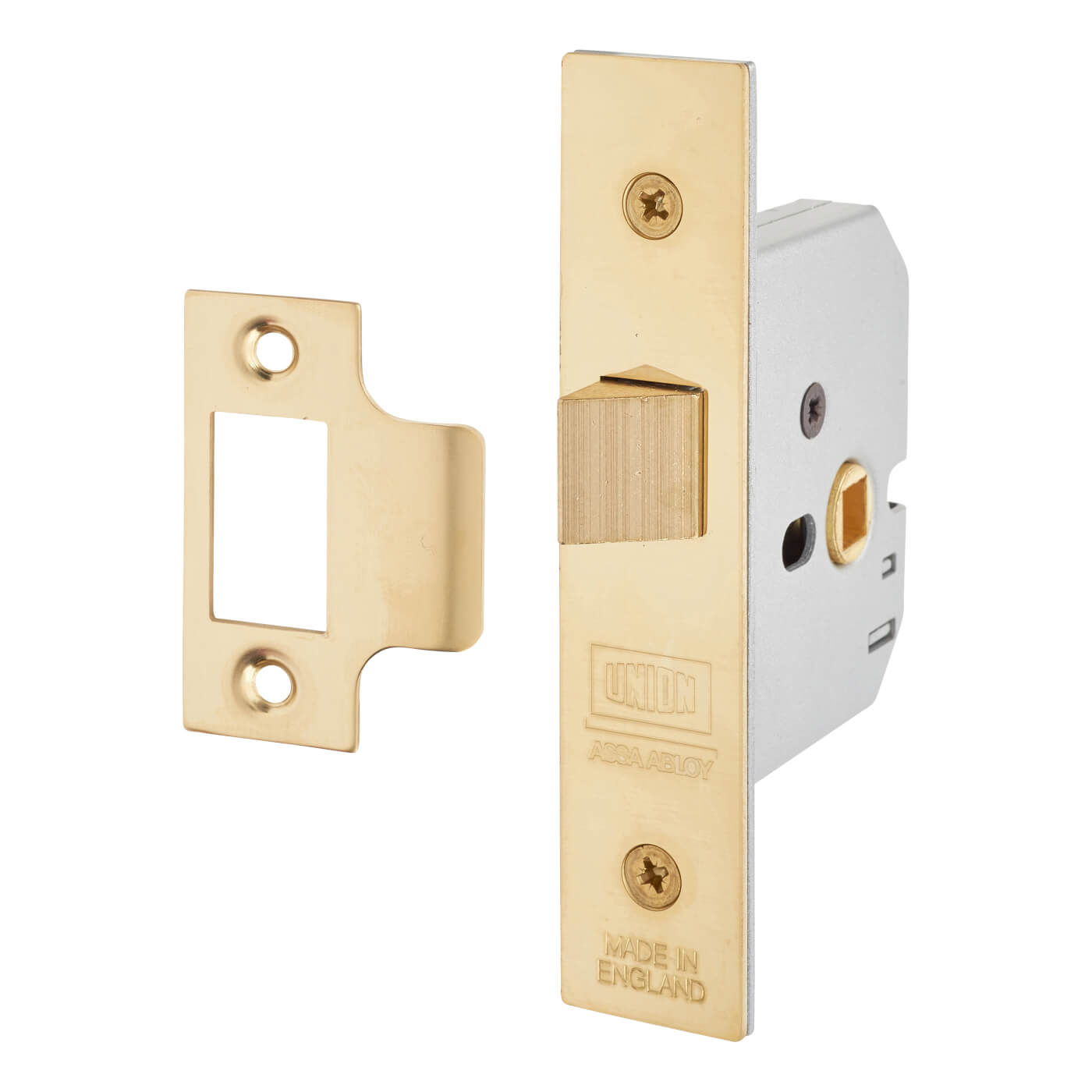 2677 Flat Pattern Bolt Through Mortice Latch - 77.5mm Case - 57mm Backset - Polished Brass - view 2