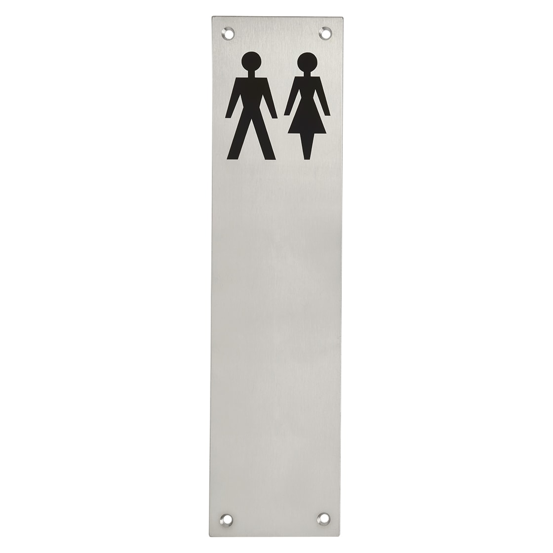 Finger Plate - Unisex Toilet Door Sign - 300 x 75mm - Satin Stainless Steel - view 2