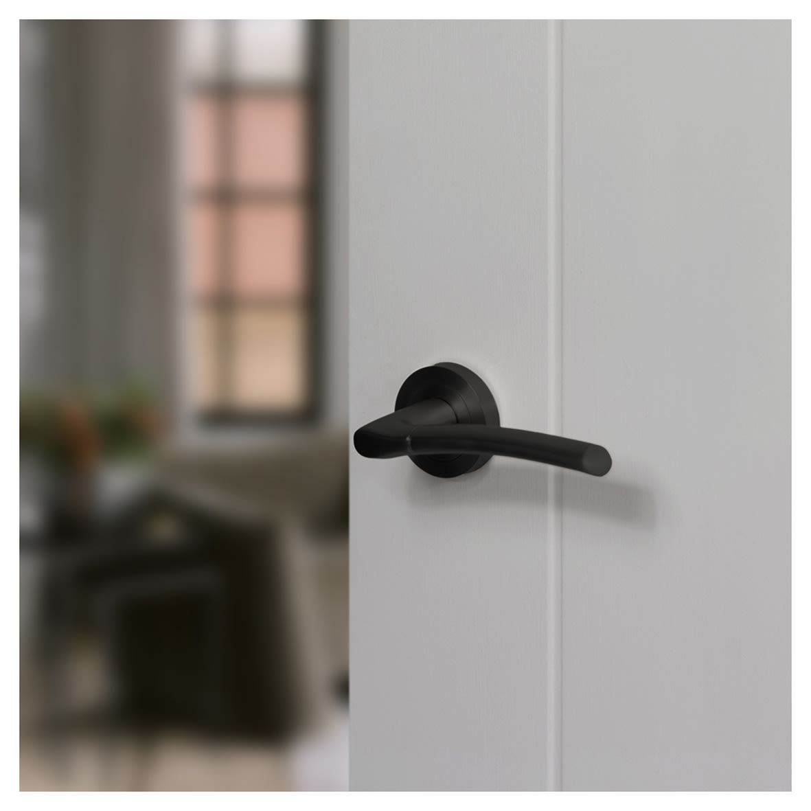 Status Indiana Door Handle on Rose - Matt Black - view 2