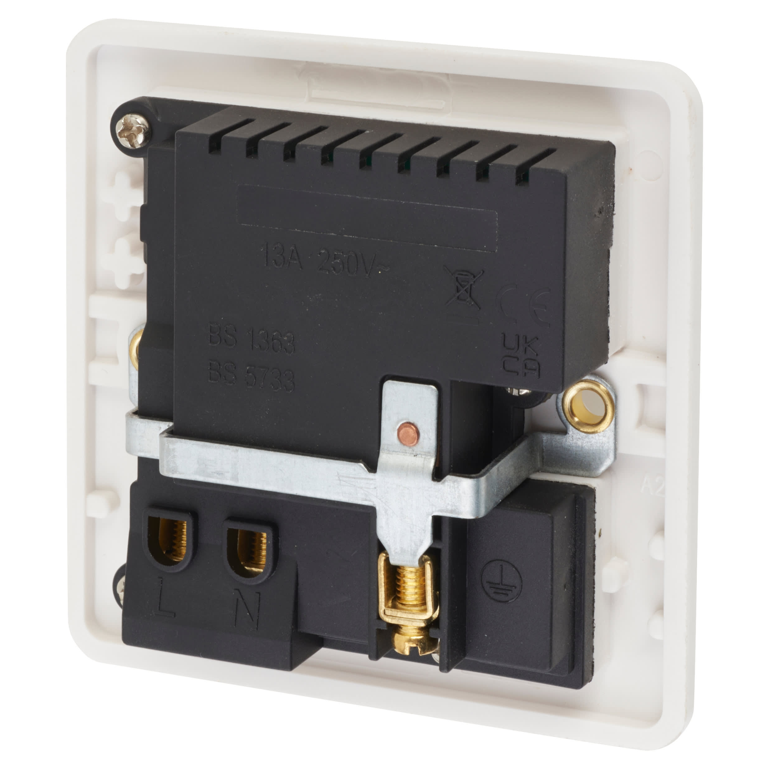 13A 1 Gang USB Socket with 2 x USB - 2.1A - White - view 3
