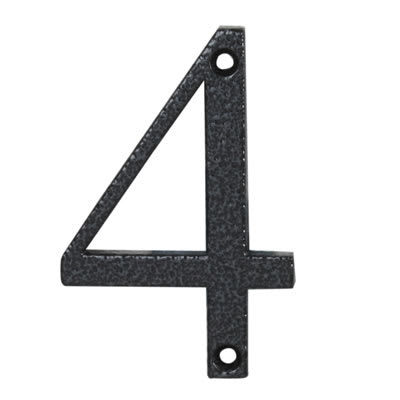76mm Screw Fix Door Numeral - 4 - Antique Black Iron - view 2