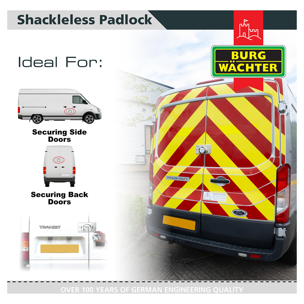 Heavy Duty Hardened Steel Van Replacement Shackleless Puck/Padlock - 73mm Diameter - view 3