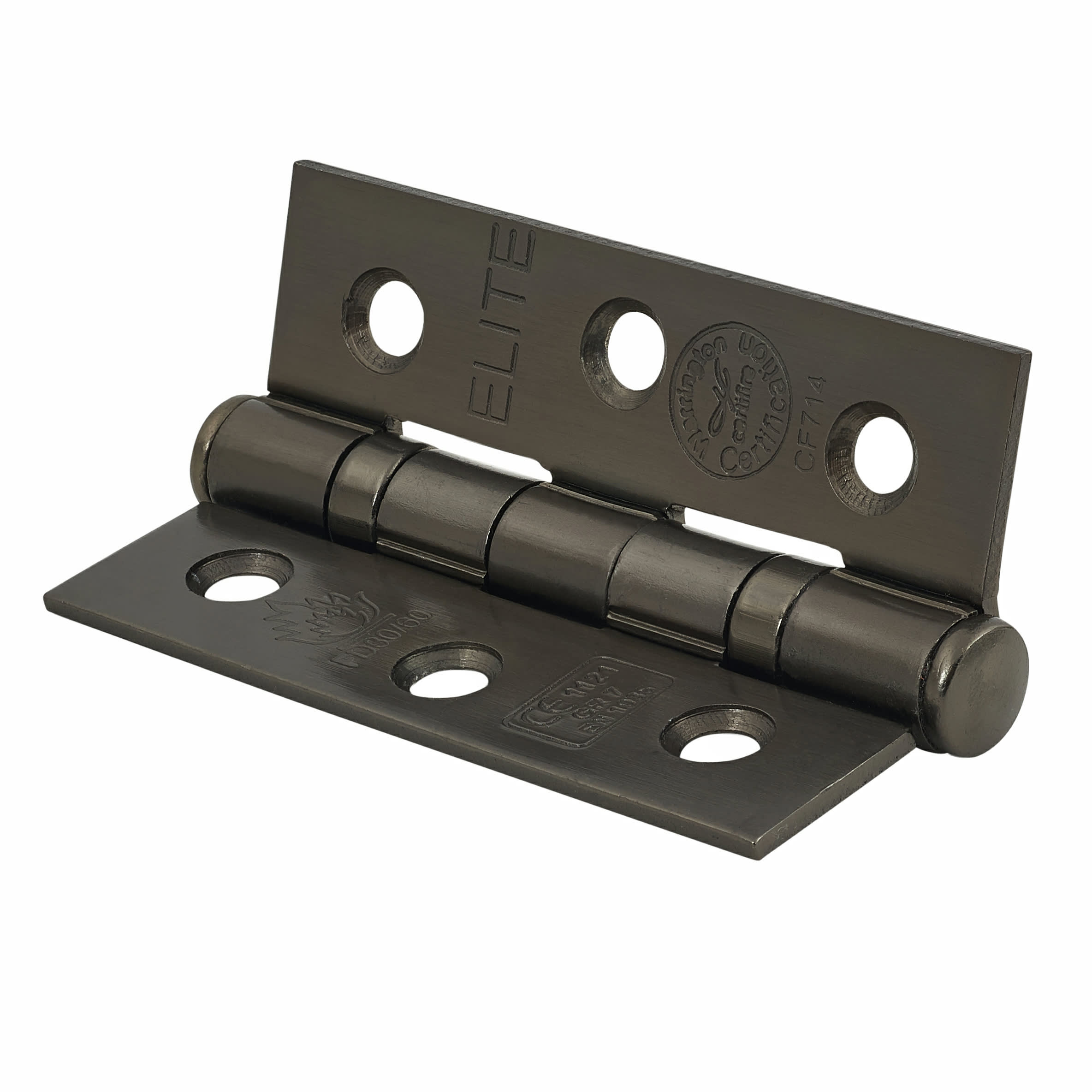 Twin Ball Bearing Grade 7 Butt Fire Door Hinge - 76 x 51 x 2mm - Black Nickel - Pair - view 3