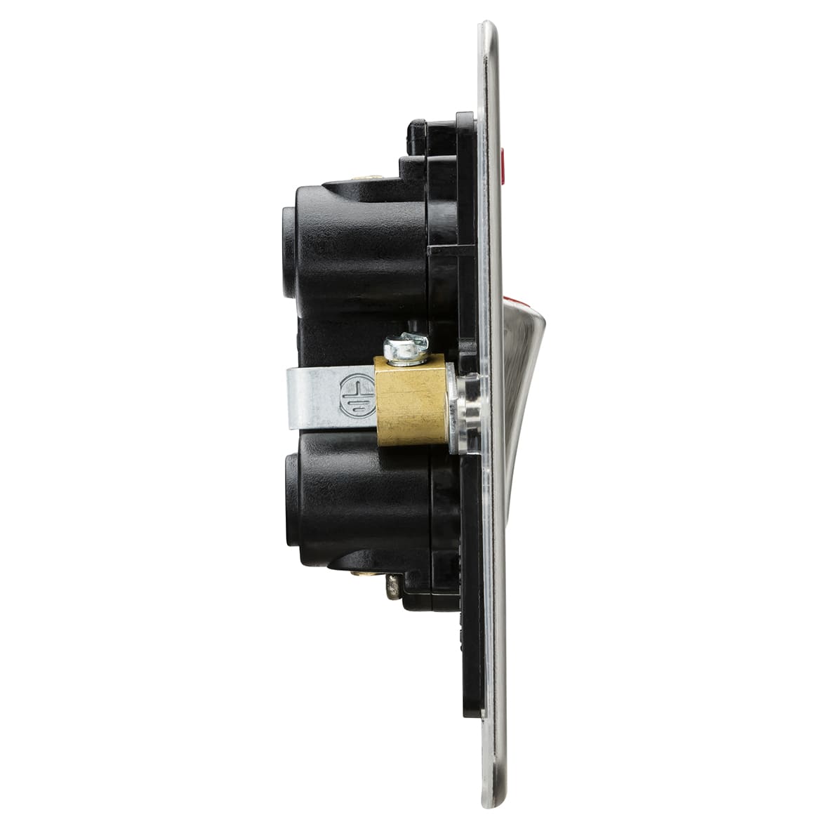 45A 1 Gang Flat Plate Double Pole Cooker Switch with Neon - Brushed Chrome - view 2