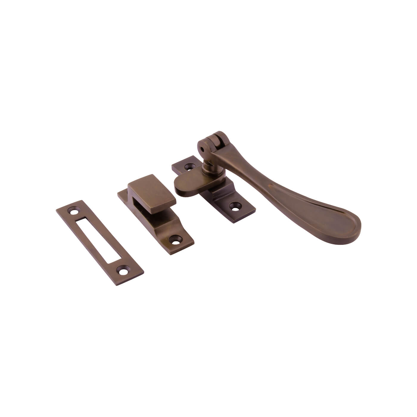 Victorian Mortice & Hook Plate Casement Window Fastener - Reversible - Antique Bronze - view 2
