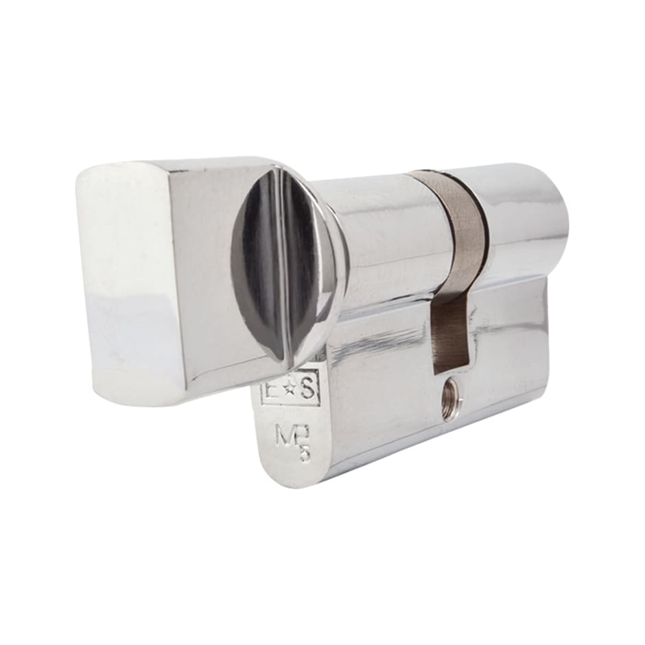 5 Pin 60mm Euro Thumbturn Cylinder - 30mm Turn + 30mm - Polished Chrome - Keyed to Differ - view 3