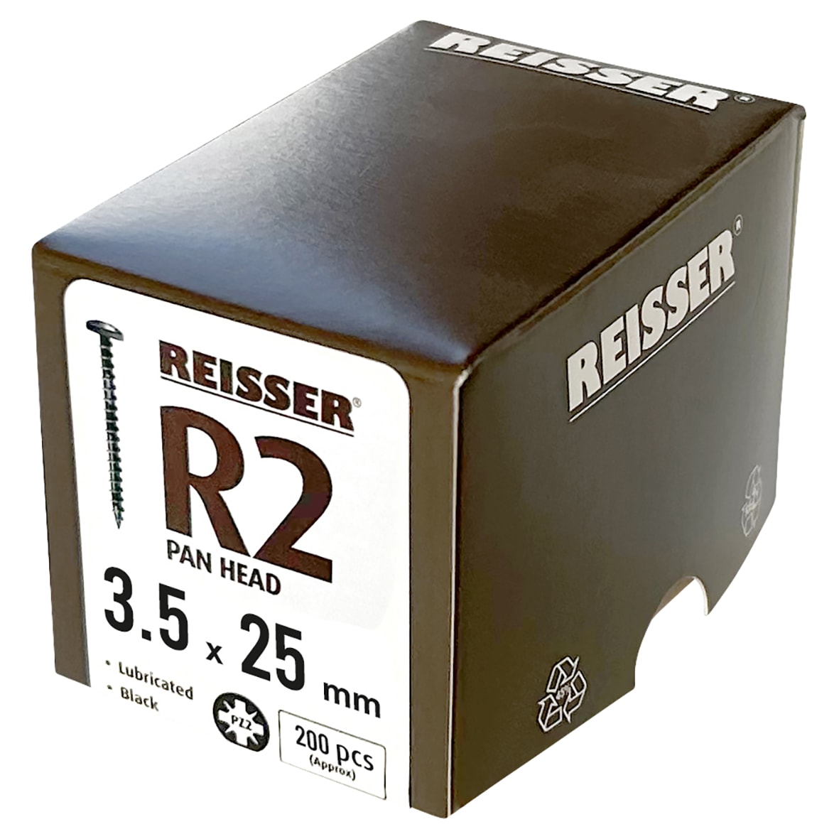 R2 Pozi Pan Head Wood Screws - 3.5 x 25mm - Black Passivated - Pack of 100 - view 2