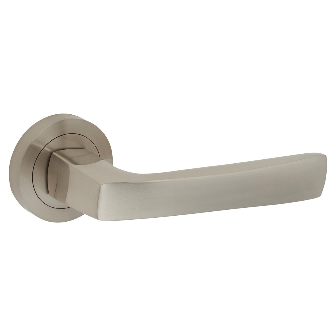 Satin Nickel Door Handles on Round Rose - Ivy Range - view 2