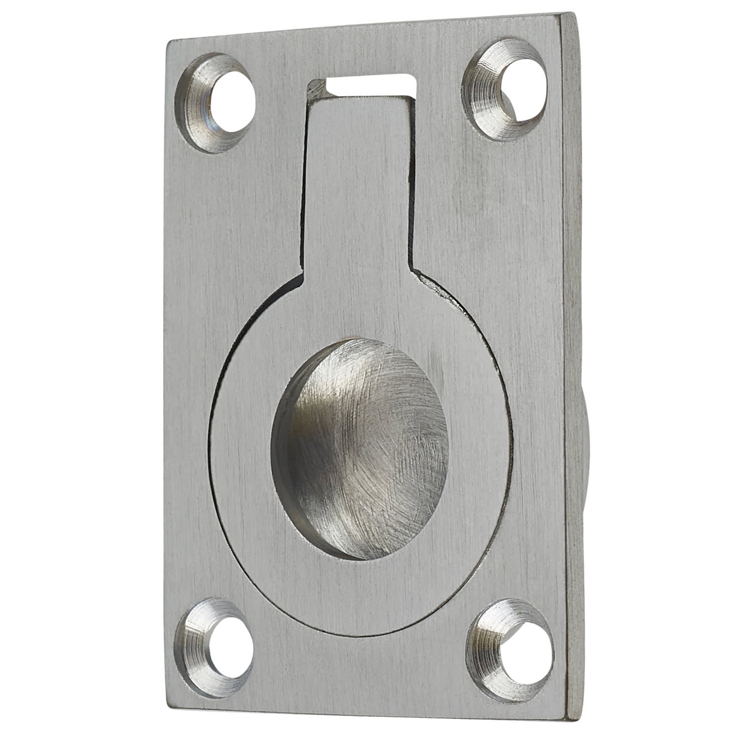 Rectangular Flush Ring Cabinet Pull Handle - 38 x 27mm - Satin Chrome - view 2