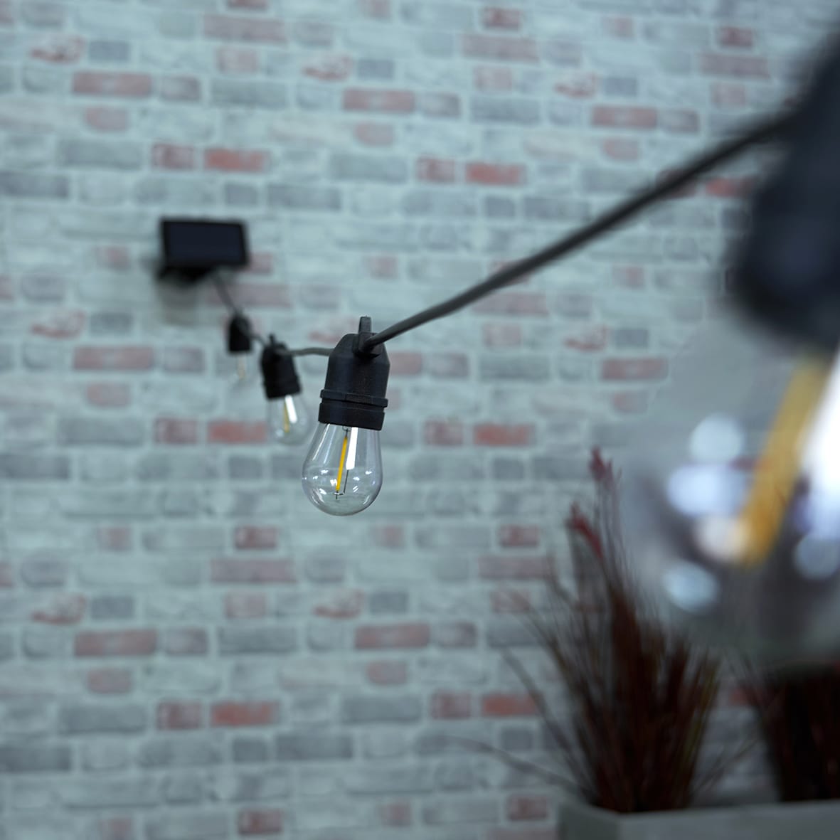 Forum Zink Wye LED 10 Solar Golf Ball Bulb Garden Festoon Lights - IP44 - 2700K Warm White - Clear - view 3