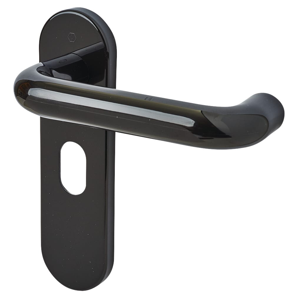 Ebony Black Nylon Steel Core Safety Oval Door Handles - 48.5mm c/c - Paris Range - view 2