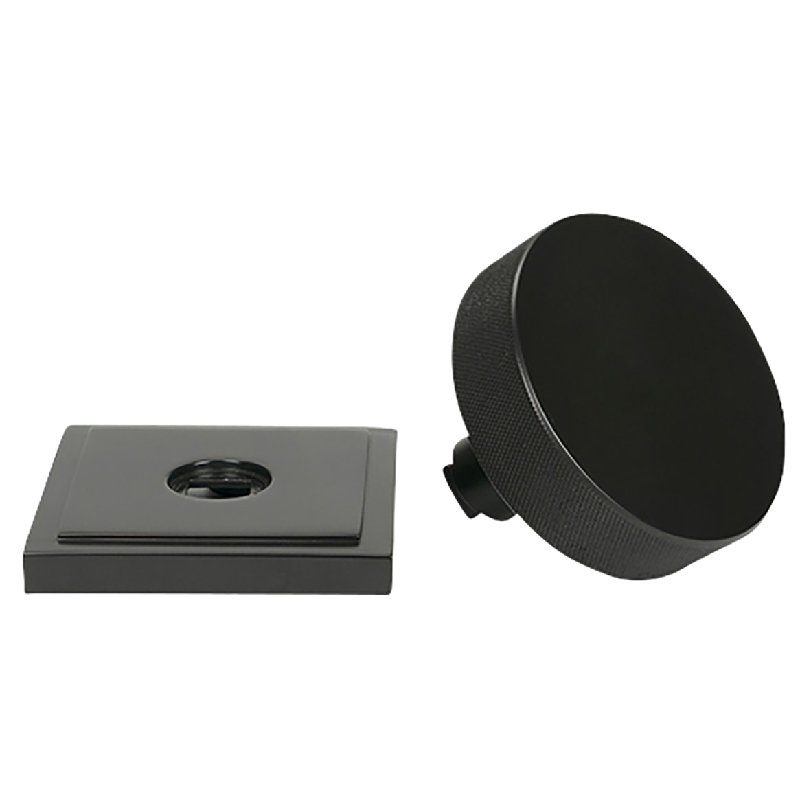 Brompton Aged Bronze Round Knurled Centre Door Knob on Square Rose - 90 x 90mm Rose - view 3