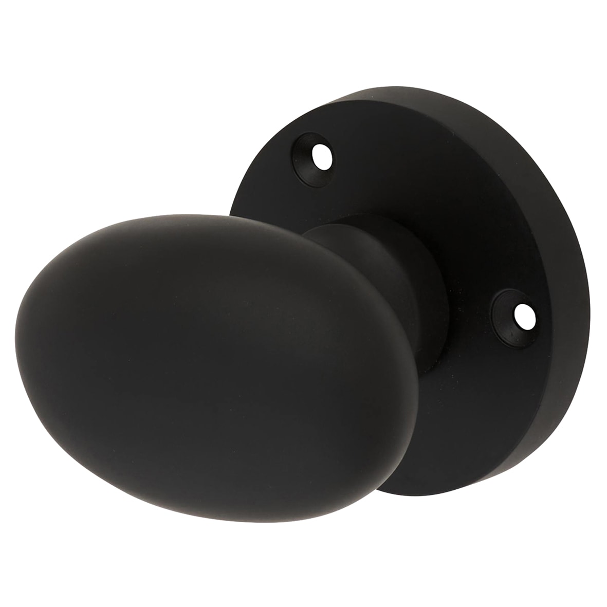 Matt Black Victorian Oval Mortice Door Knobs Pack - 61mm Rose Diameter - view 2