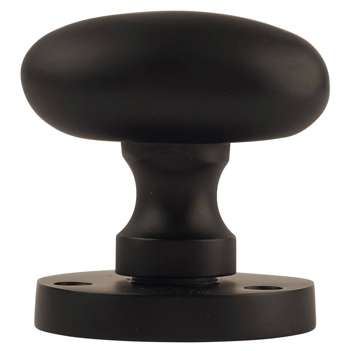 Matt Black Victorian Oval Mortice Door Knobs Pack - 61mm Rose Diameter - view 3