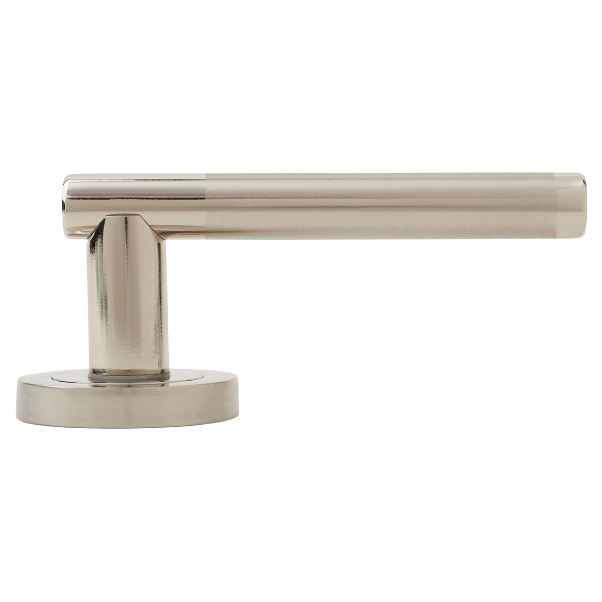 Polished/Satin Nickel Door Handles on Round Rose - Ella Range - view 3