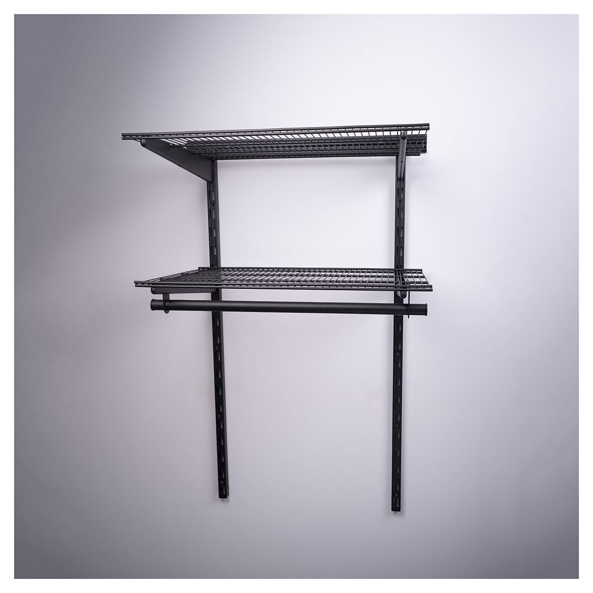 Wardrobe Kit - 1 Bay & 2 x Ventilated Wire Shelf - Black - view 2