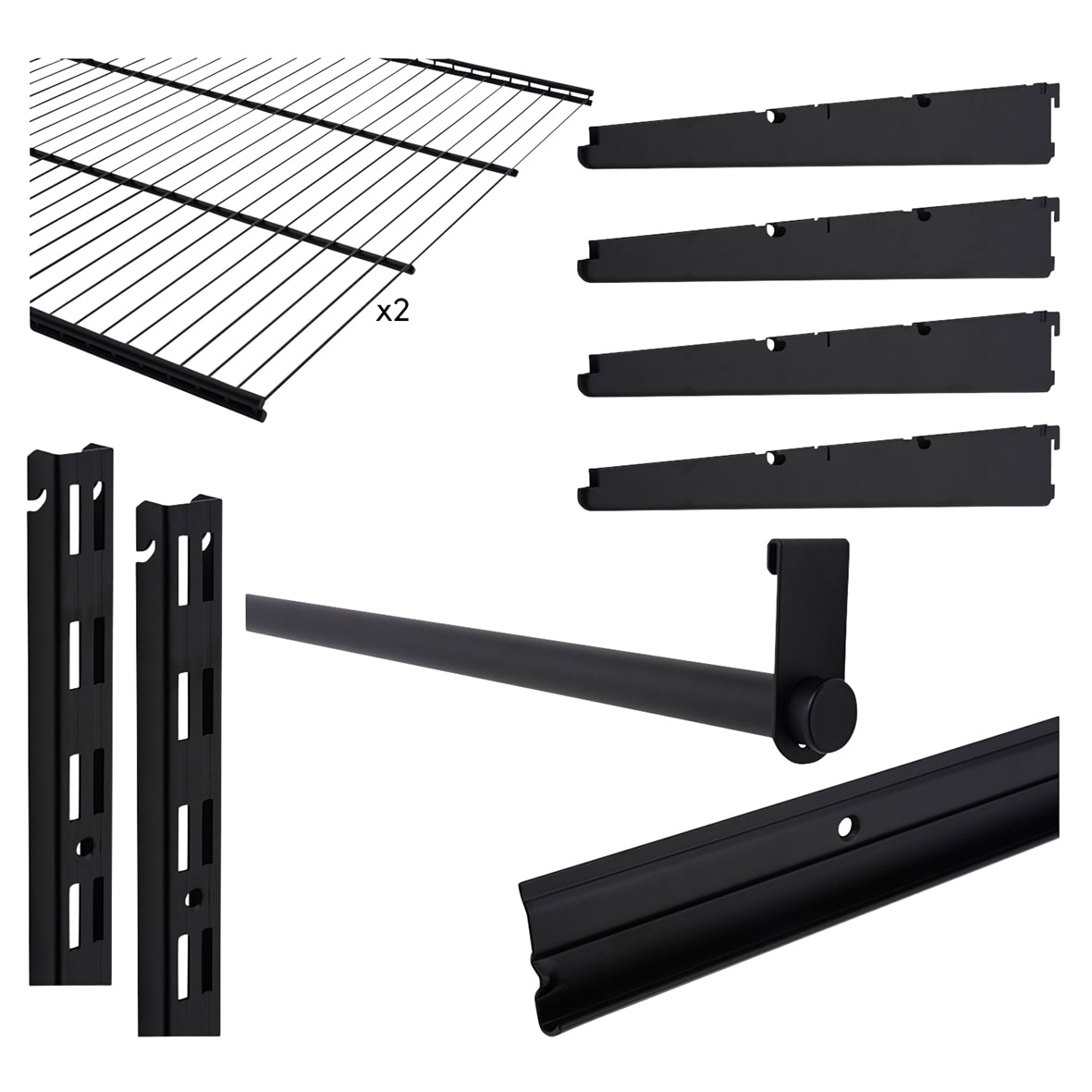 Wardrobe Kit - 1 Bay & 2 x Ventilated Wire Shelf - Black - view 3