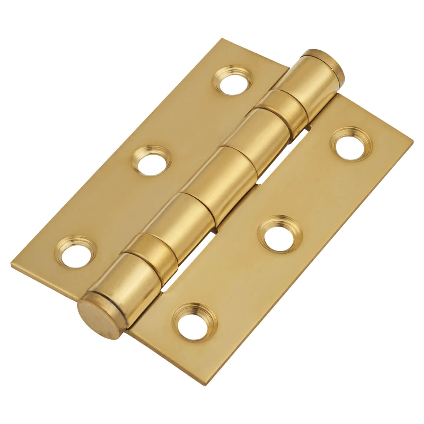 Twin Ball Bearing Butt Door Hinge - 75 x 50 x 2mm - Polished Brass - Pair - view 2
