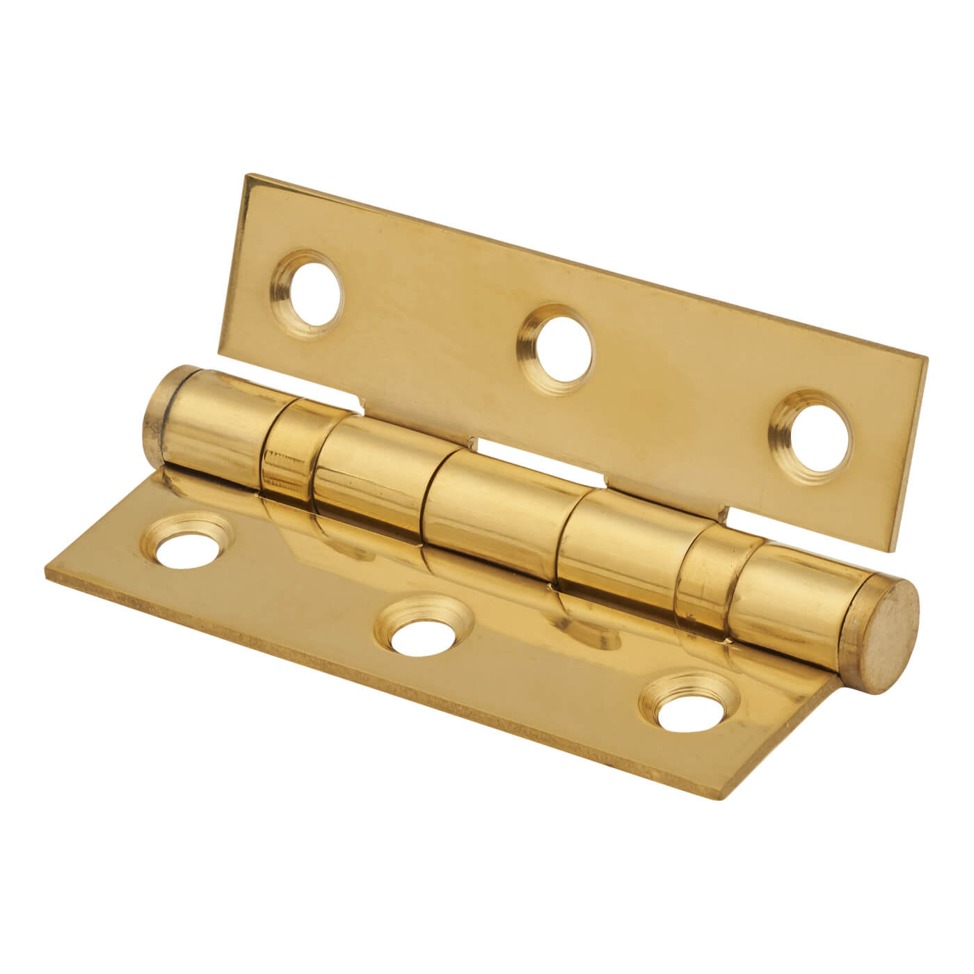Twin Ball Bearing Butt Door Hinge - 75 x 50 x 2mm - Polished Brass - Pair - view 3