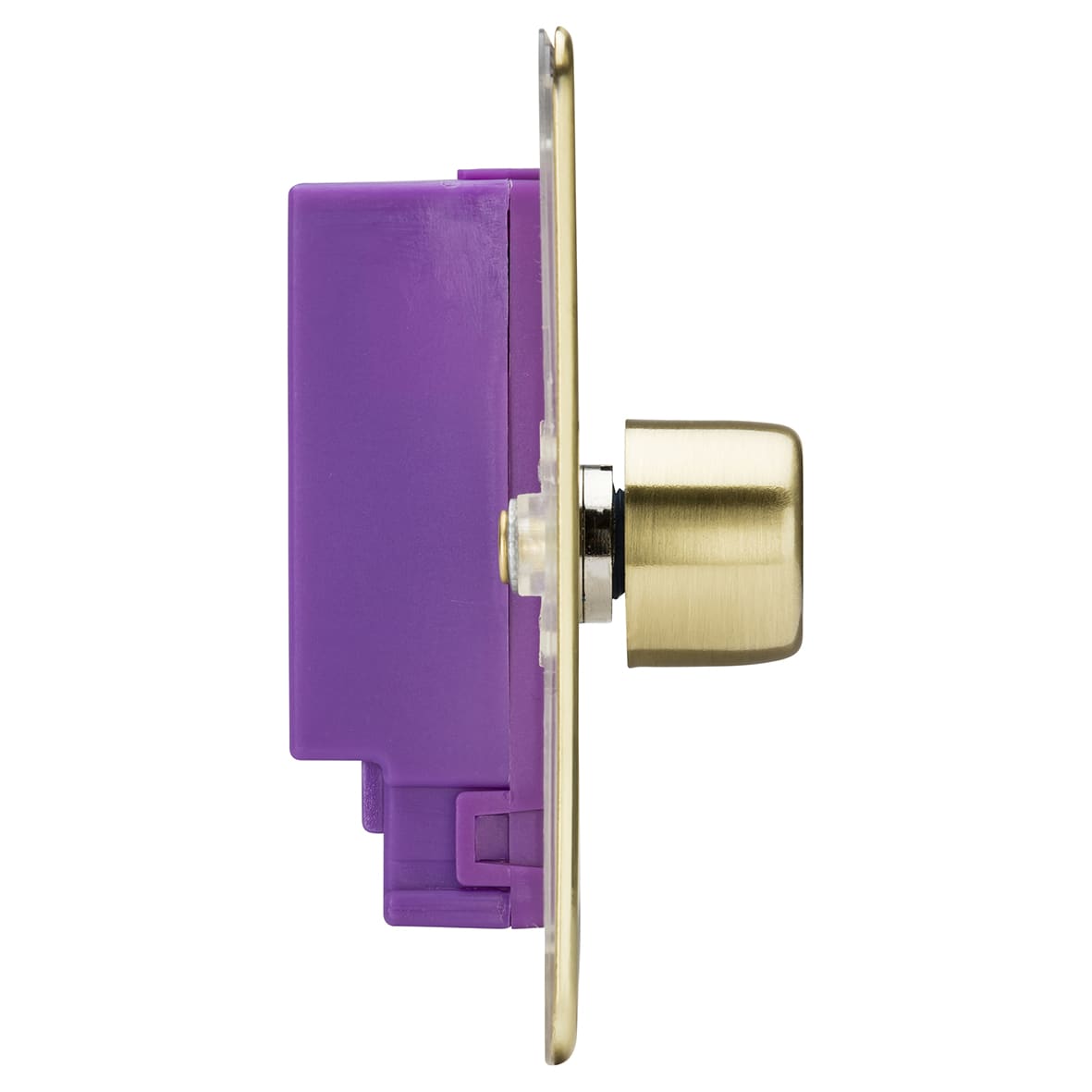 5-150W 1 Gang 2 Way Push On/Off Rotary Flat Intelligent LED Dimmer - Brushed Brass - view 2