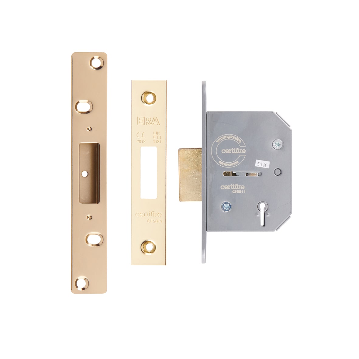 Viscount 5 Lever Deadlock - 64mm Case - 44mm Backset - Polished Brass - view 2