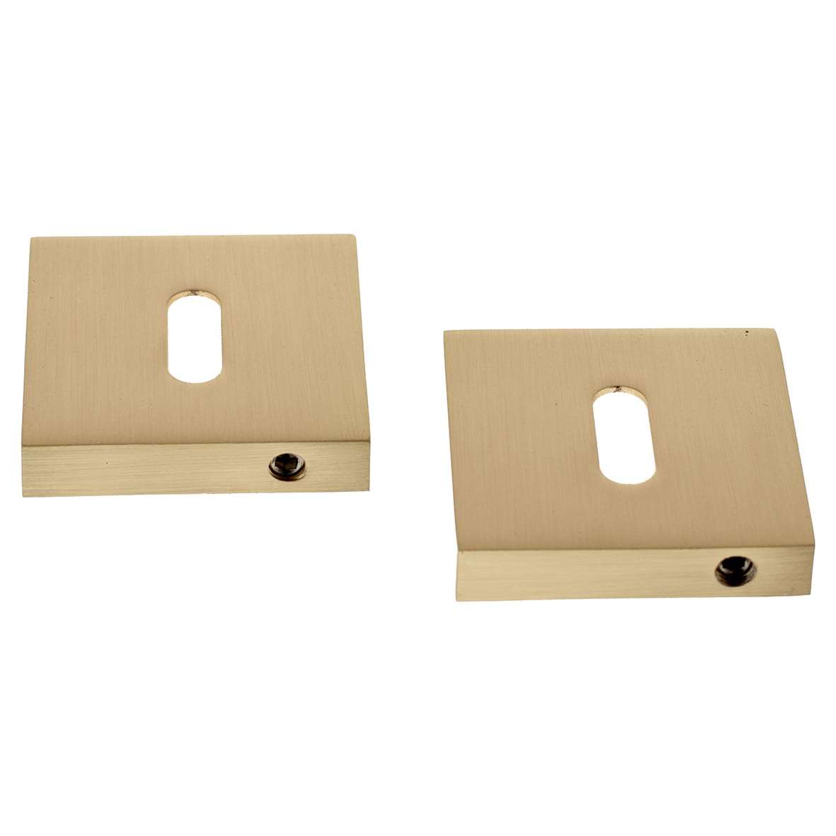 Status Square Escutcheon - 51 x 51mm - Keyhole - Satin Brass - Pair - view 4