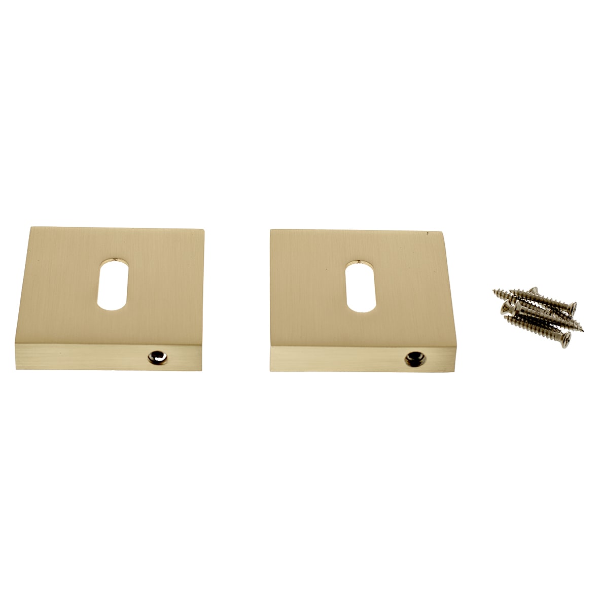 Status Square Escutcheon - 51 x 51mm - Keyhole - Satin Brass - Pair - view 5