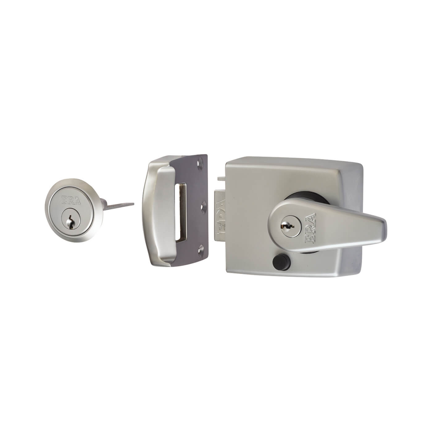 Double Locking Nightlatch - 60mm Backset - Satin Chrome Case/Cylinder - view 2
