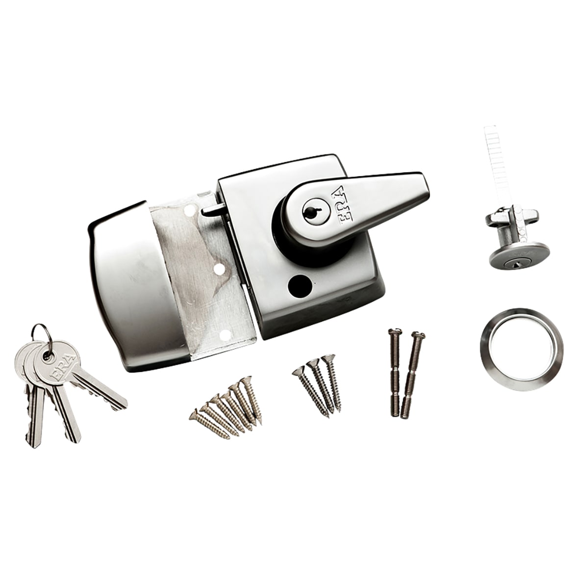 Double Locking Nightlatch - 60mm Backset - Satin Chrome Case/Cylinder - view 3