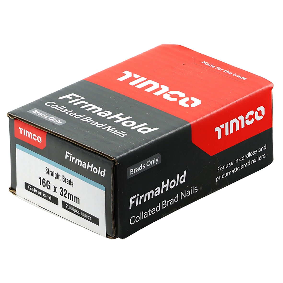 FirmaHold Second Fix Brad Nail - Straight - 16 Gauge x 32mm - Galvanised - Pack of 2000 - view 2