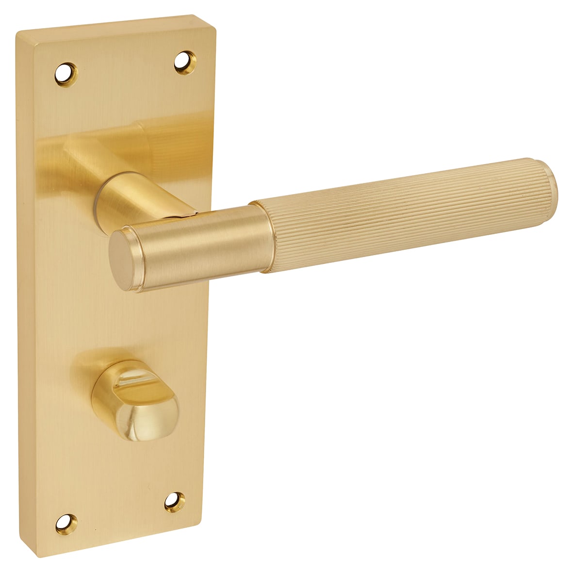Satin Brass Lines Bathroom Door Handles - Nova Range - 155 x 55mm - view 5