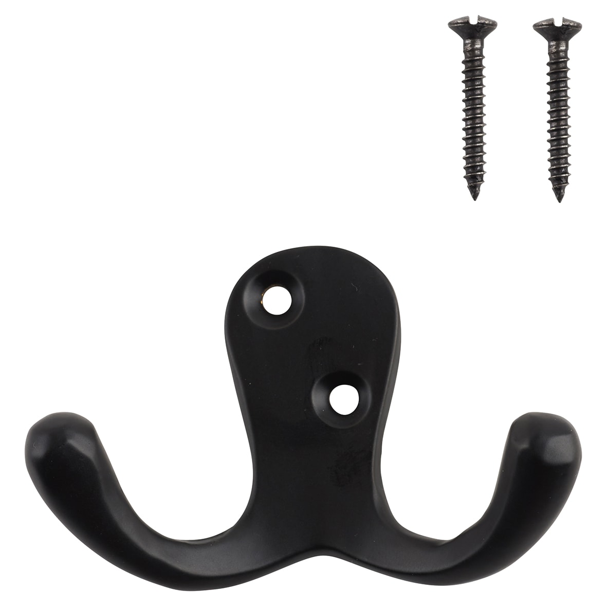 Solid Brass Double Coat Hook - 70 x 43mm - Matt Black - view 3