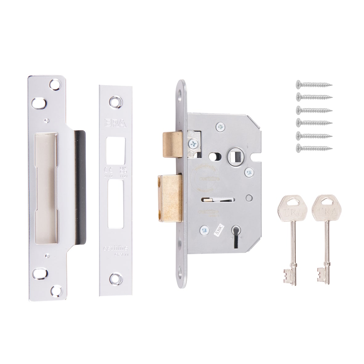 Viscount Bolt Through 5 Lever Sashlock - 64mm Case - 44mm Backset - Polished Chrome - view 3