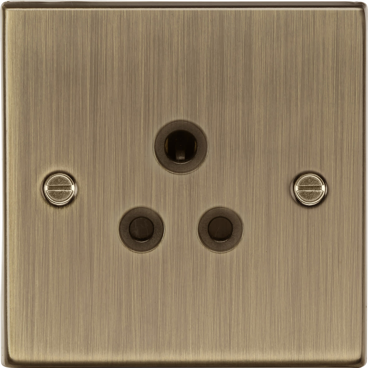 5A Unswitched Round Pin Socket - Antique Brass with Black Insert - view 3