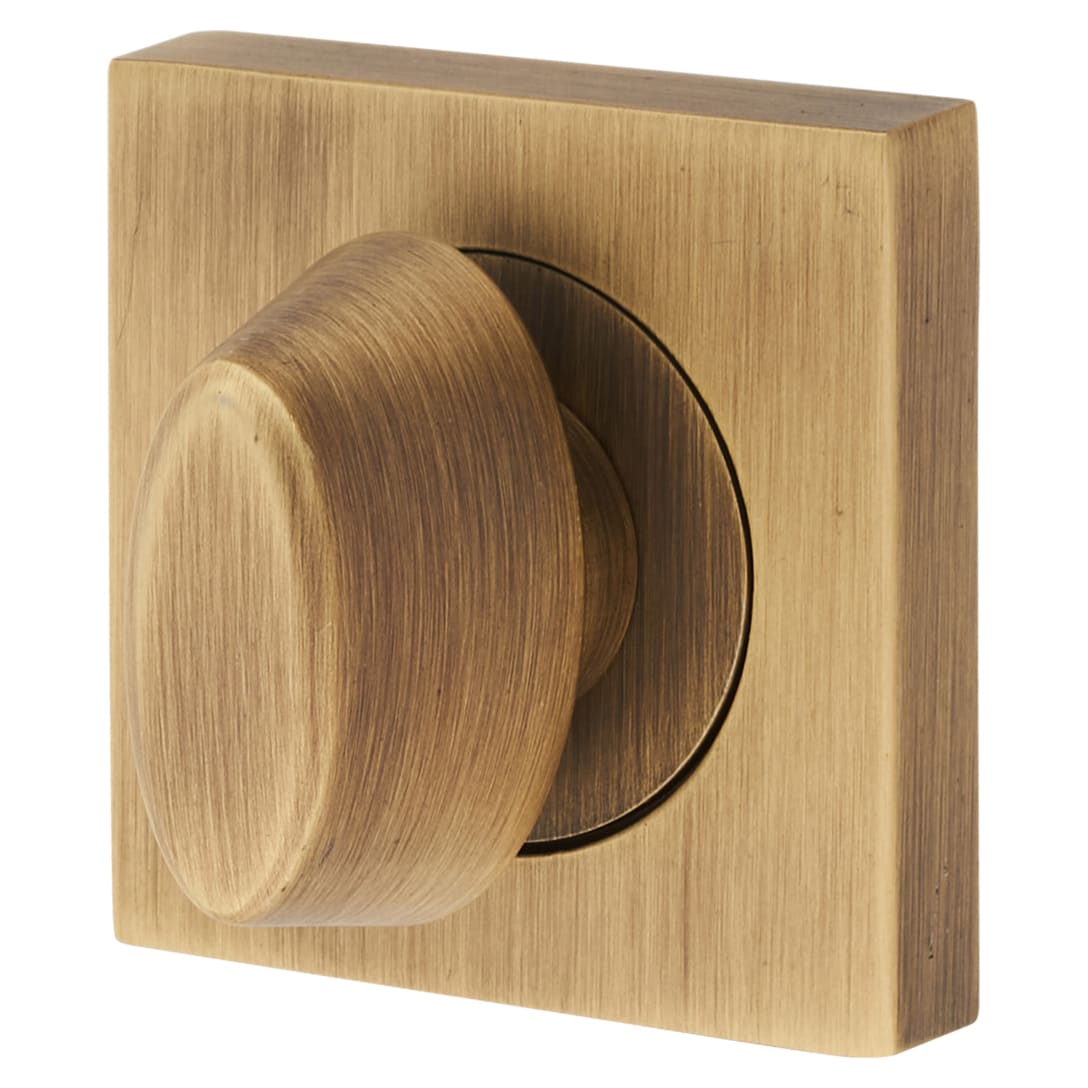 Brass Square Bathroom Turn & Release - 50mm Diameter - Antique Brass - view 2