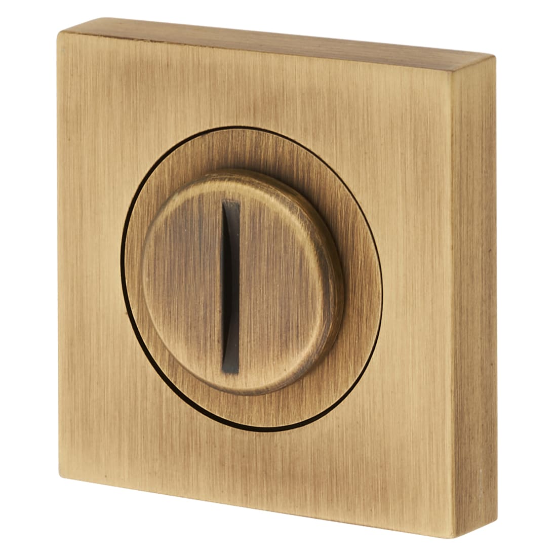Brass Square Bathroom Turn & Release - 50mm Diameter - Antique Brass - view 3