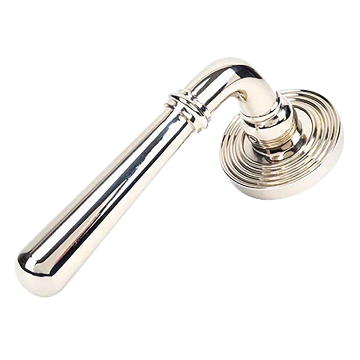 Polished Nickel Door Handles on Round Beehive Rose - Newbury Range - view 2