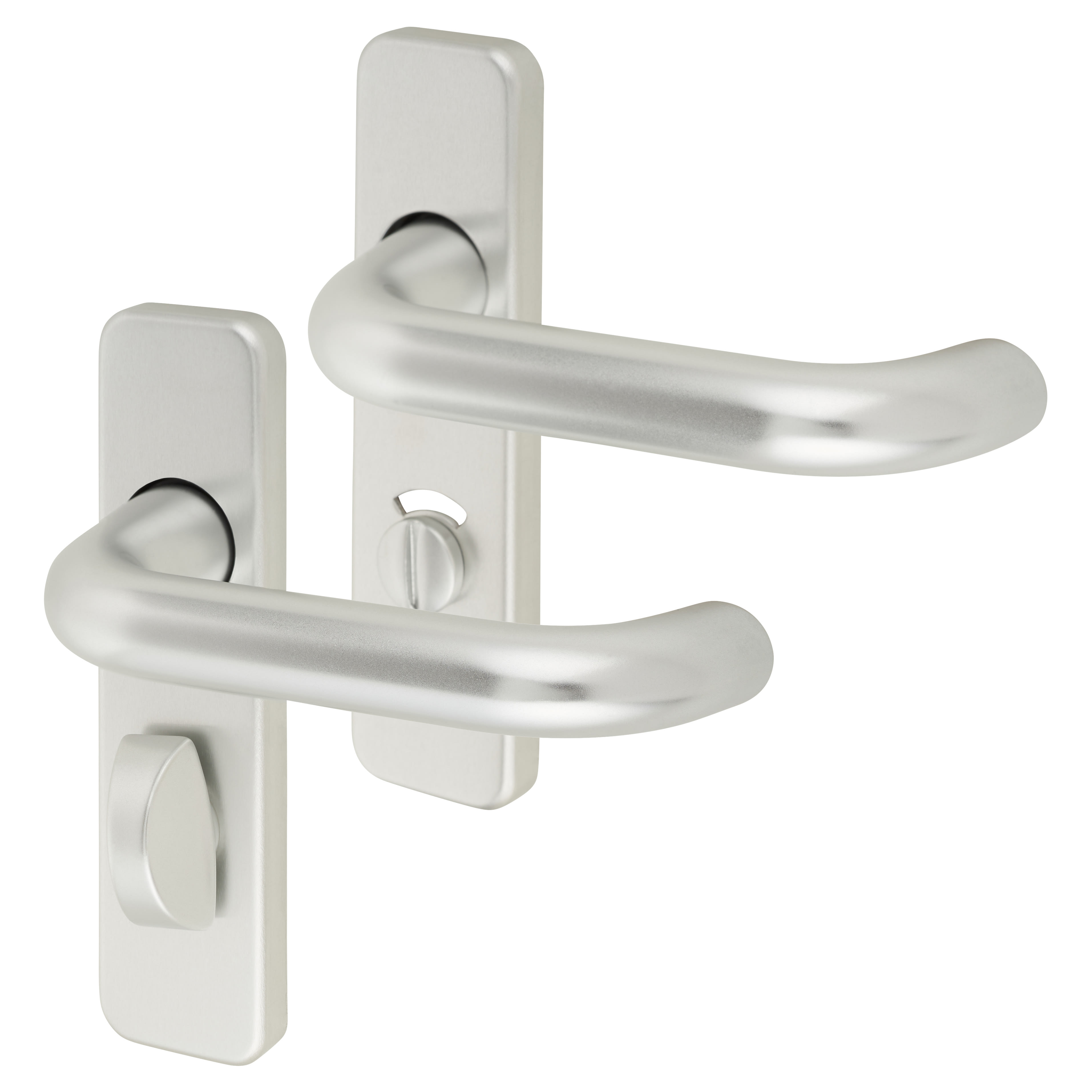 Satin Aluminium 20mm Return to Door Bathroom Door Handles - Radius - 57mm c/c - view 2