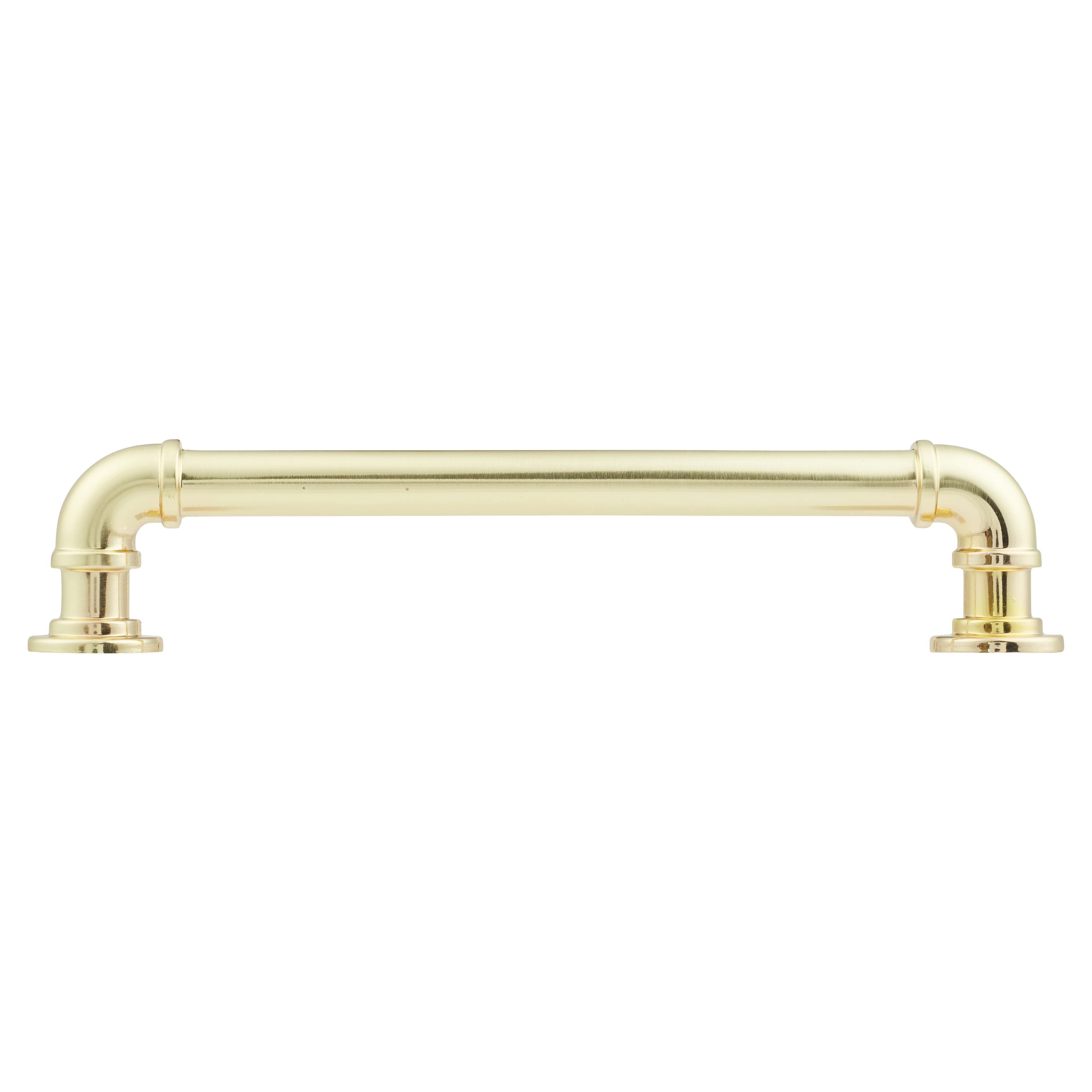 6mm Pipe Style D-Bar Cabinet Pull Handle - 160mm Centres - Satin Brass - view 2