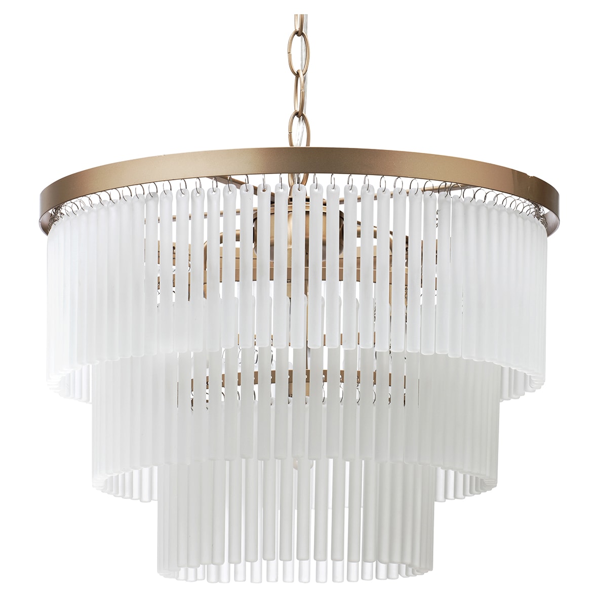 Aubrey 5 Light Ceiling Pendant - Satin Brass Fittings and Frosted Glass Shade - view 2
