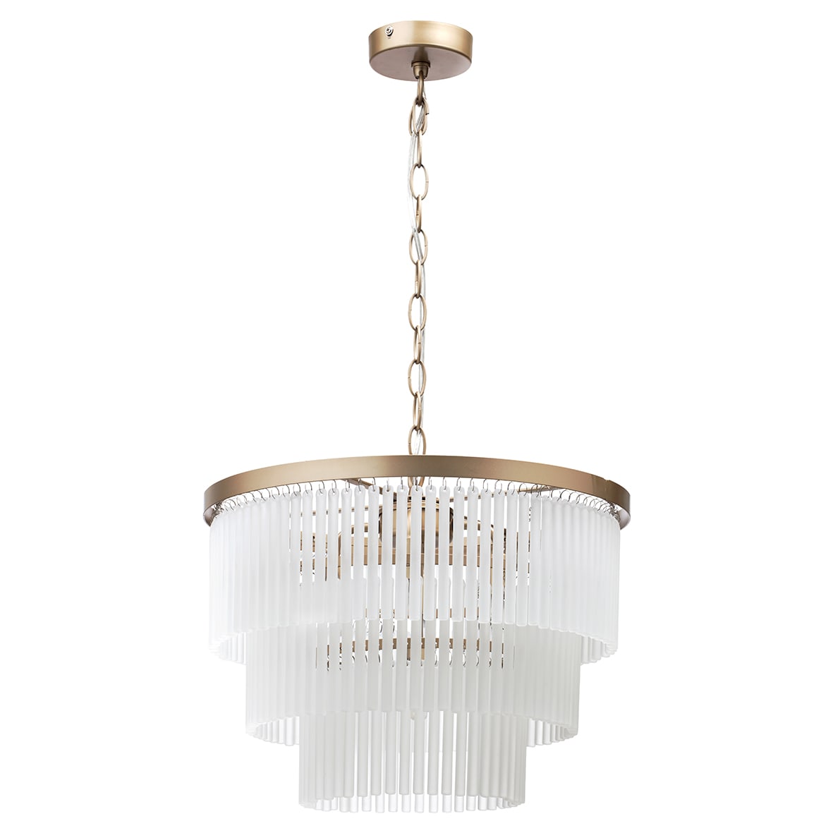 Aubrey 5 Light Ceiling Pendant - Satin Brass Fittings and Frosted Glass Shade - view 3