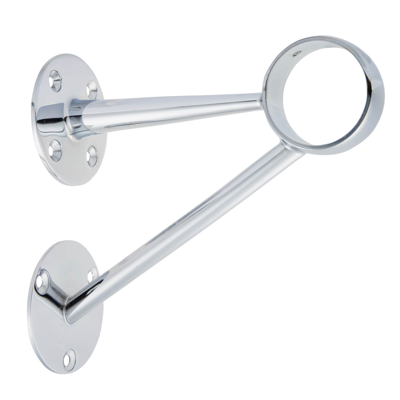 51mm Solid Brass Bar Rail Angled Stem Bracket - Polished Chrome - view 2