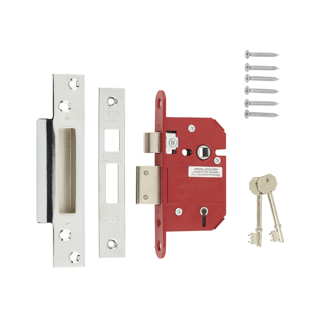 Fortress:2007 Bolt Through 5 Lever Sashlock - 67mm Case - 44mm Backset - Polished Chrome - view 3