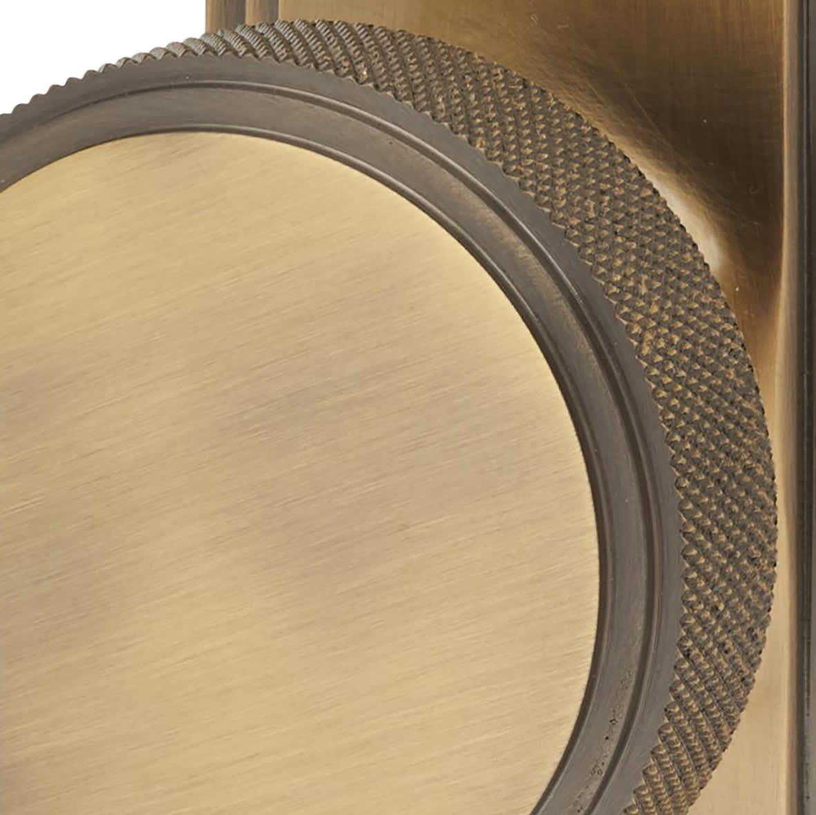 Antique Brass Knurled Bathroom Mortice Door Knob on Backplate - 205 x 52mm - Miller Range - view 5
