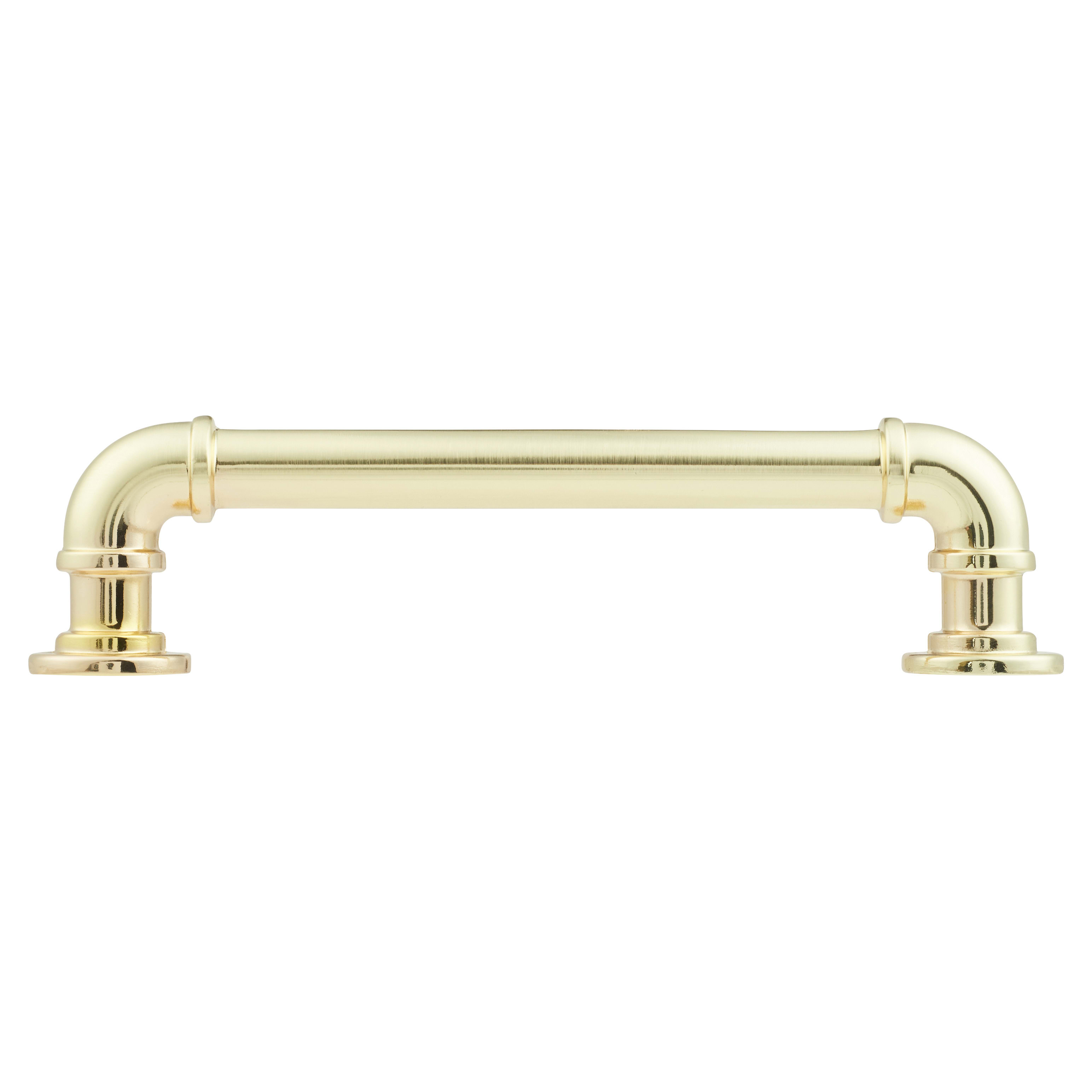 6mm Pipe Style D-Bar Cabinet Pull Handle - 128mm Centres - Satin Brass - view 2