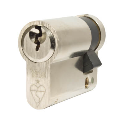 1 Star 6 Pin Kitemarked 45mm Euro Single Cylinder - 35 + 10mm - Pol Nickel - Keyed to Differ - view 2